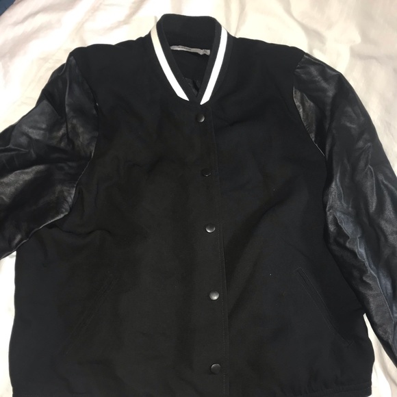 JustFab Jackets & Blazers - Woman’s Justfab Leather Sleeve Jockey Jacket